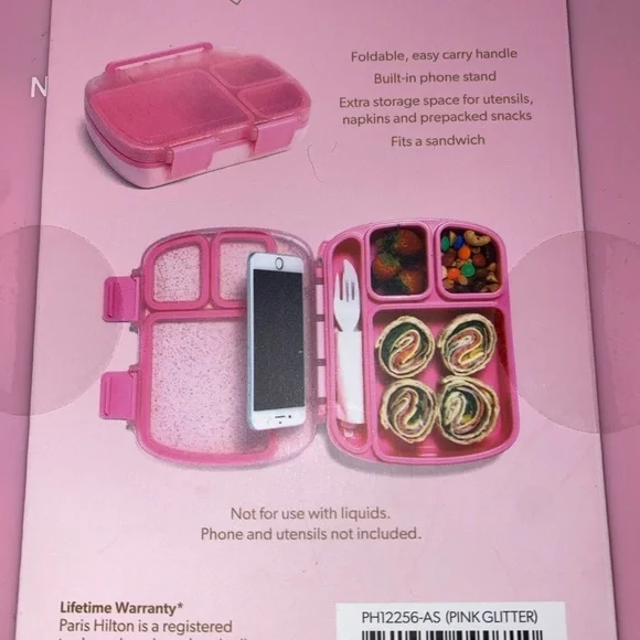 Paris Hilton Bento Lunch Box Pink Glitter - Picture 3 of 7